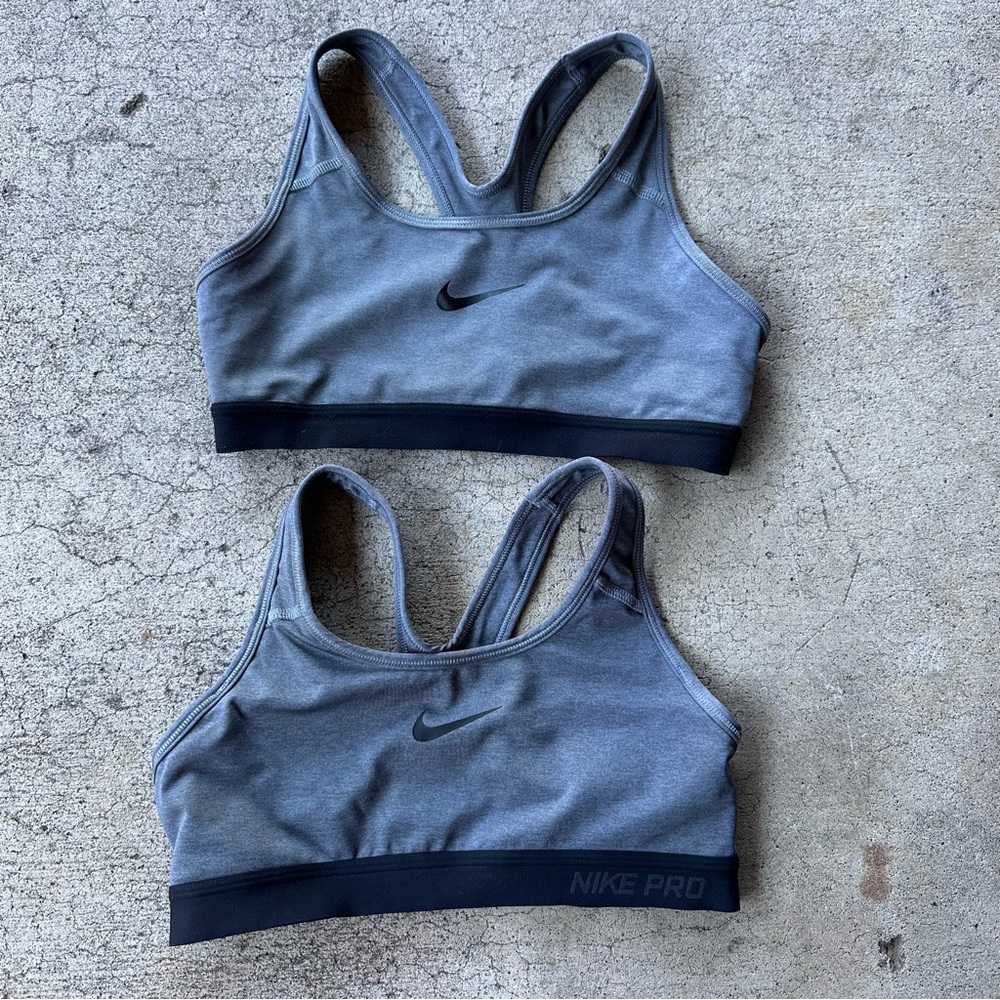 Nike Gray/Black Pro Sports Bras (Pair)